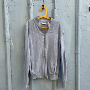 Okaidi Grey Cotton  Elbow Patch Cardigan Sweater, size 14